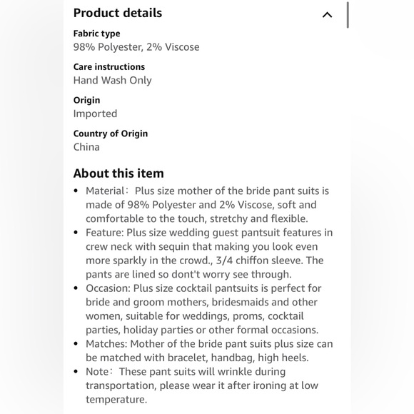 Hanna Nikole Mother of Bride 2 piece Chiffon Pant Suits Plus Size Half Sleeve - Picture 5 of 10